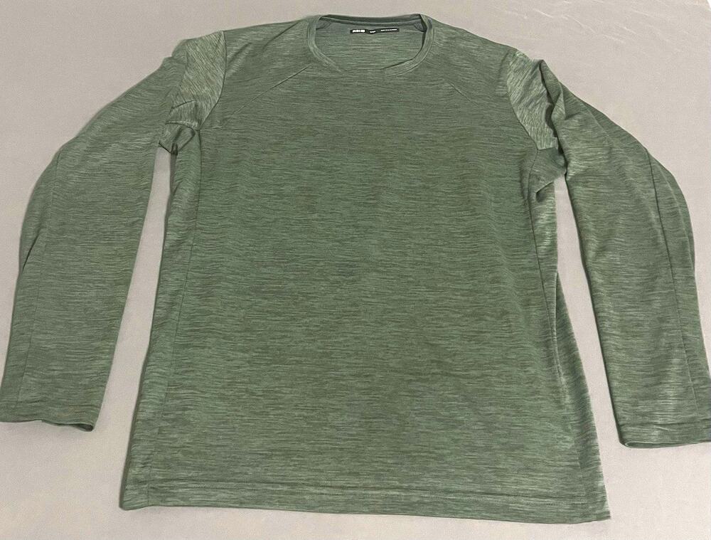 REI Co-op Activewear Long Sleeve Crew Neck Shirt Mens L Green Raglan Logo